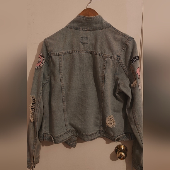Distressed Ivory Ella Denim Jacket - Picture 5 of 6